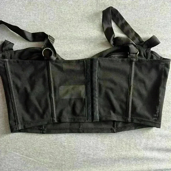 Oh Polly Black Mesh Sheer Corset Bra Crop Top in Size 8 - Picture 6 of 12